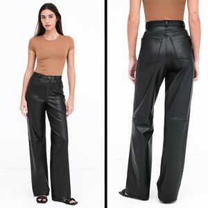 MARCELLA Womens High Waist Faux Leather Wide Leg Stretchy Pants Size L